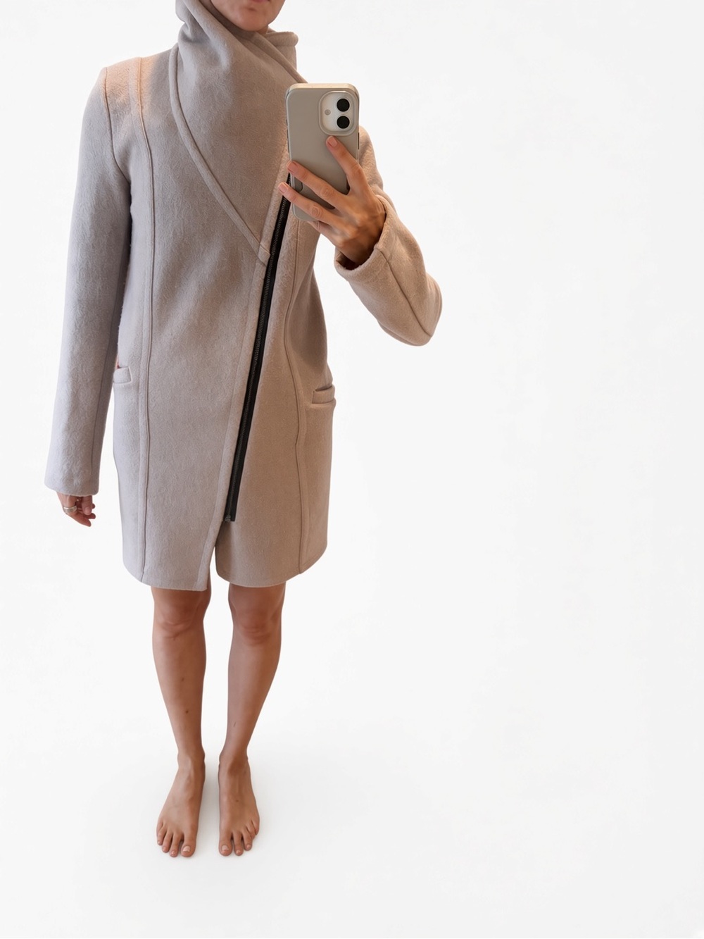 Asymmetrical Zip Women's Taupe Peacoat